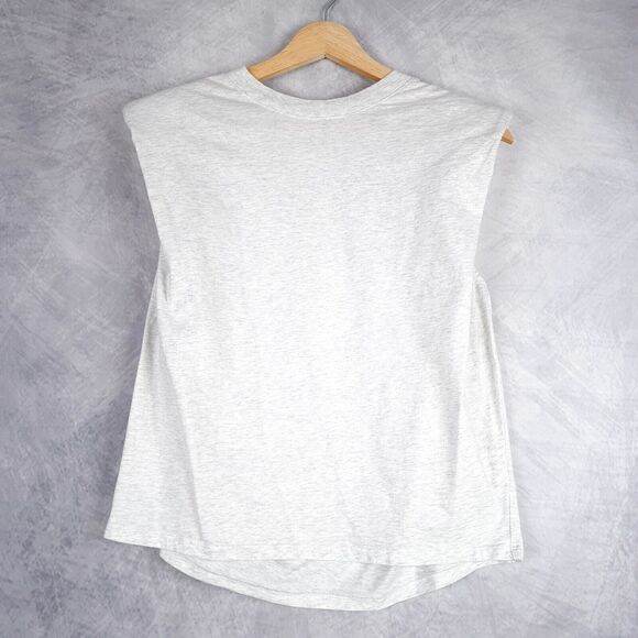 Aritzia Babaton Shoulder Pad Tank Top Womens Small Heathered Gray Sleeveless Tee - Picture 1 of 16